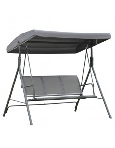 Outsunny 3 Seater Swing Chair Garden Swing Seat with Canopy Steel Frame, Grey