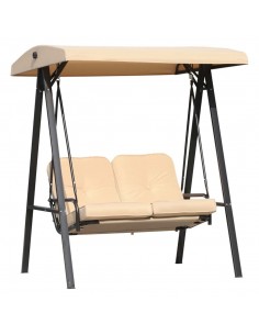 Outsunny 2 Seater Garden Outdoor Swing Chair with Steel Frame, Beige