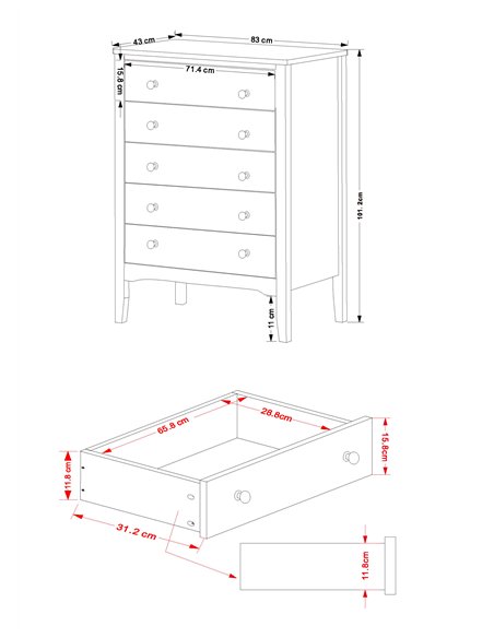 Core Products Como Blue 5 drawer chest, CMB515 - pic 116643 | FastDaddyshop
