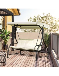 Outsunny Garden Outdoor Swing Chair, Beige-Black 2