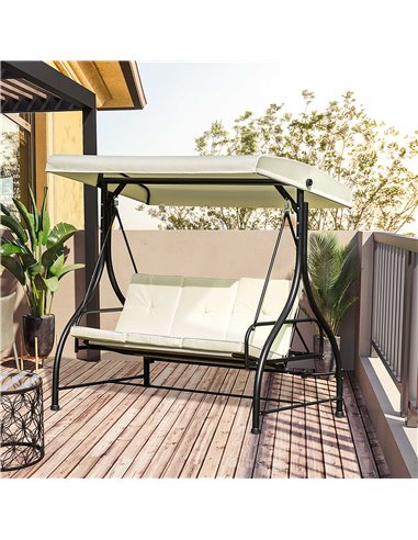 Outsunny 185L*125D*173H cm Swing Chair-Beige/Black