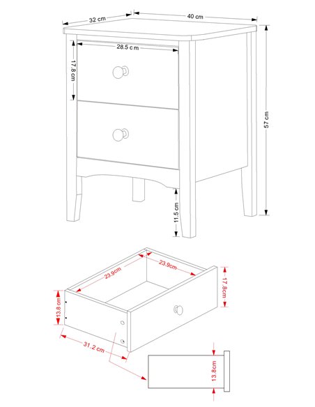 Core Products Como Grey 2 drawer bedside cabinet , CMG510 - pic 116661 | FastDaddyshop