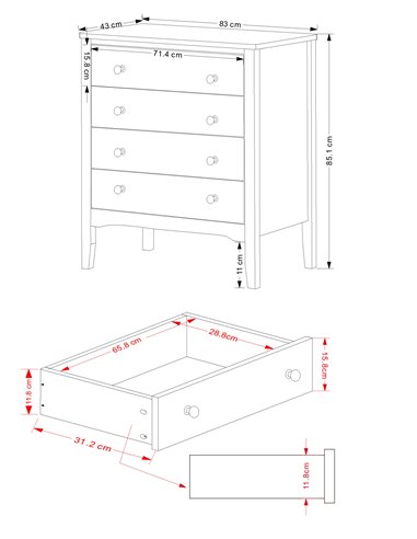 Core Products Como Grey 4 drawer chest, CMG514