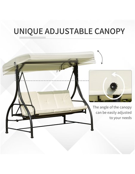 Outsunny 185L*125D*173H cm Swing Chair-Beige/Black - pic 11668 | FastDaddyshop