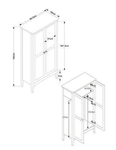 Core Products Como Grey 2 door wardrobe, CMG520