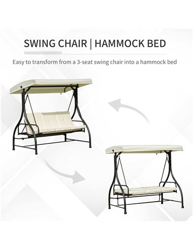 Outsunny 185L*125D*173H cm Swing Chair-Beige/Black