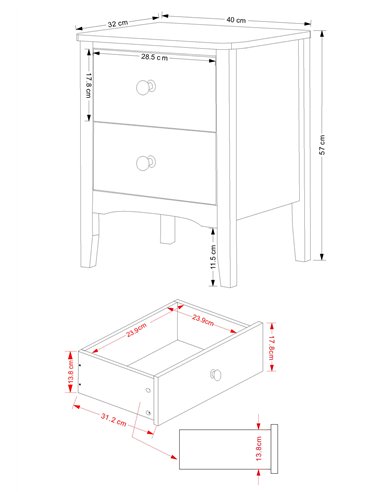 Core Products Como White 2 drawer bedside cabinet , CMW510