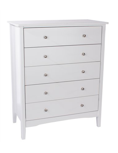 Core Products Como White 5 drawer chest, CMW515
