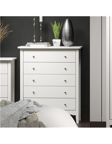 Core Products Como White 5 drawer chest, CMW515