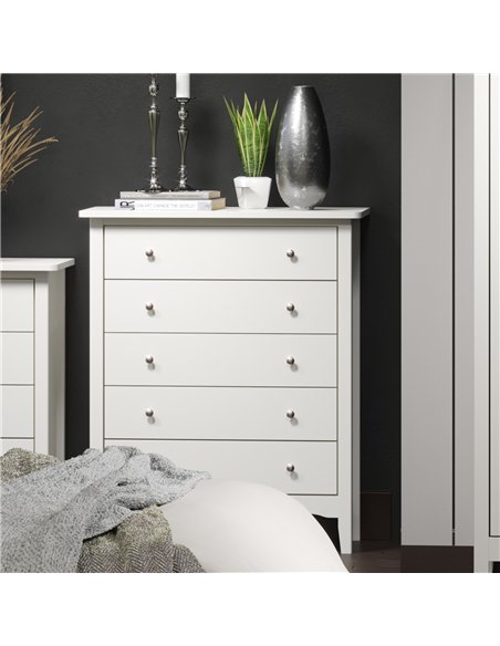 Core Products Como White 5 drawer chest, CMW515 - pic 116704 | FastDaddyshop
