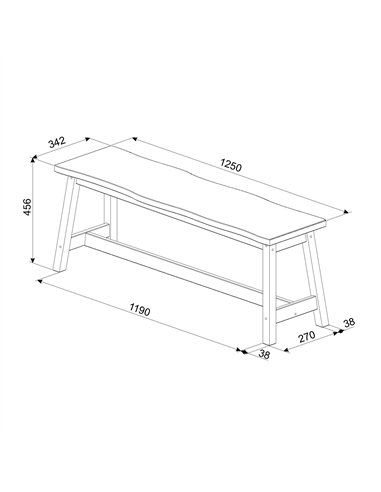 Core Products Corona Black live edge large dining bench, CRB206