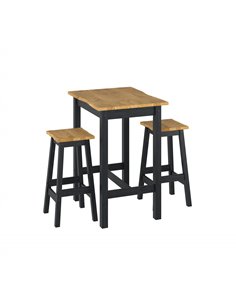 Core Products Corona Black live edge small rectangular high breakfast bar table & pair bar stool SET, CRBTBSET21