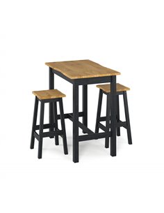 Core Products Corona Black live edge large rectangular high breakfast bar table & pair bar stool SET, CRBTBSET22