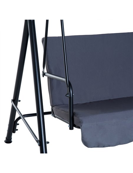 Outsunny 3 Seater Canopy Swing Chair Garden Rocking Bench Heavy Duty Patio Metal Seat w/ Top Roof - Grey - pic 11695 | FastDaddyshop