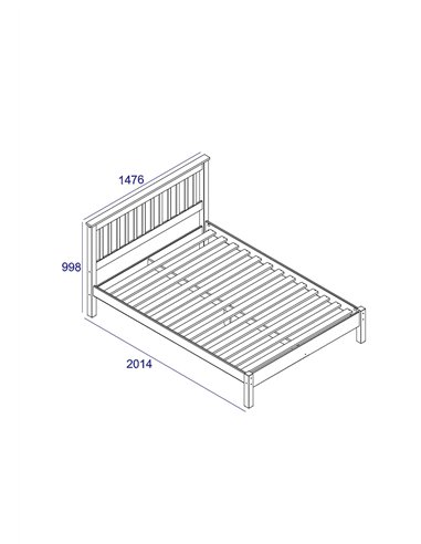 Core Products Corona Grey 137cm slatted lowend bedstead, CRG460LE
