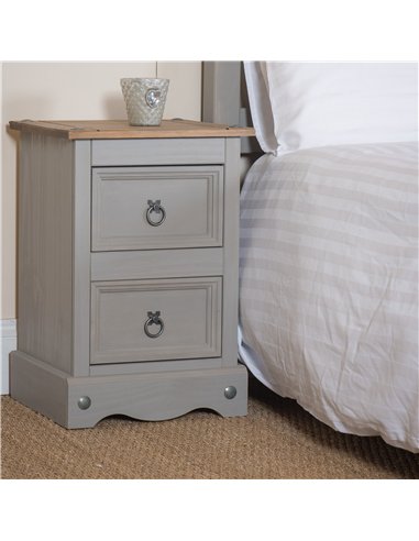 Core Products Corona Grey 2 drawer petite bedside cabinet, CRG509
