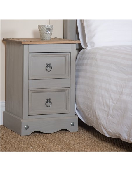 Core Products Corona Grey 2 drawer petite bedside cabinet, CRG509 - pic 116956 | FastDaddyshop