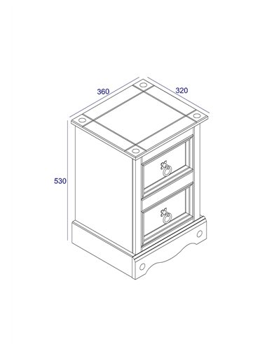 Core Products Corona Grey 2 drawer petite bedside cabinet, CRG509