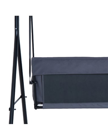 Outsunny 3 Seater Canopy Swing Chair Garden Rocking Bench Heavy Duty Patio Metal Seat w/ Top Roof - Grey