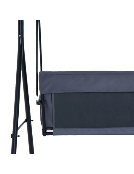 Outsunny 3 Seater Canopy Swing Chair Garden Rocking Bench Heavy Duty Patio Metal Seat w/ Top Roof - Grey - pic 11696 | FastDaddyshop