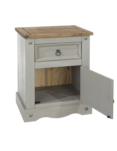Core Products Corona Grey 1 door, 1 drawer bedside cabinet , CRG510