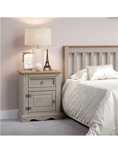 Core Products Corona Grey 1 door, 1 drawer bedside cabinet , CRG510