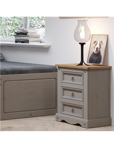 Core Products Corona Grey 3 drawer bedside cabinet , CRG511