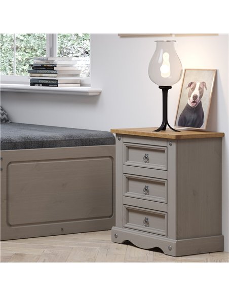 Core Products Corona Grey 3 drawer bedside cabinet , CRG511 - pic 116969 | FastDaddyshop