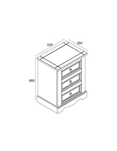 Core Products Corona Grey 3 drawer bedside cabinet , CRG511