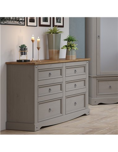 Core Products Corona Grey 3+3 drawer wide chest , CRG513