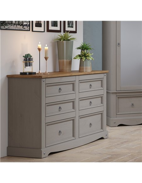 Core Products Corona Grey 3+3 drawer wide chest , CRG513 - pic 116981 | FastDaddyshop