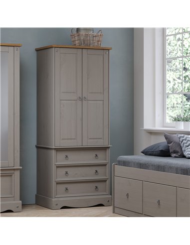 Core Products Corona Grey 2 door, 3 drawer wardrobe, CRG523