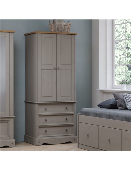 Core Products Corona Grey 2 door, 3 drawer wardrobe, CRG523 - pic 116994 | FastDaddyshop