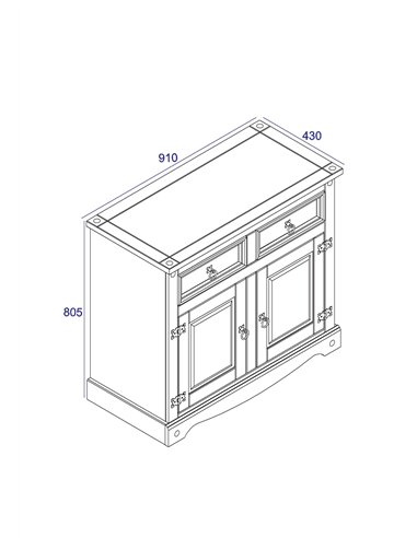 Core Products Corona Grey small sideboard, CRG915