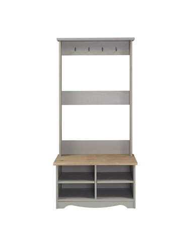 Core Products Corona Grey hall shoe bench with hat & coat rack, CRG950