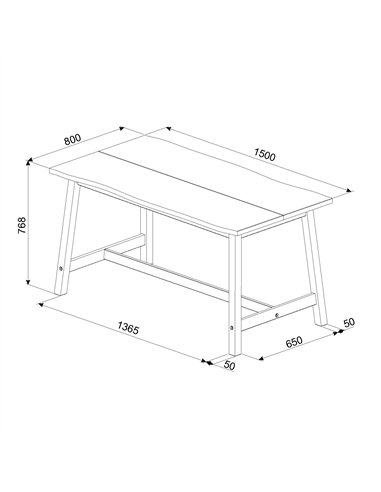 Core Products Corona Grey live edge large dining table, CRGTB200