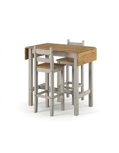 Core Products Corona Grey rectangular high breakfast bar drop leaf table and bar chair SET, CRGTBSET12
