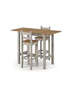 Core Products Corona Grey rectangular high breakfast bar drop leaf table and bar chair SET, CRGTBSET12 2