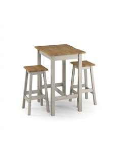 Core Products Corona Grey live edge small rectangular high breakfast bar table & 2 bar stool SET, CRGTBSET21