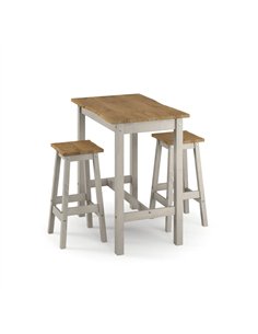 Core Products Corona Grey live edge large rectangular high breakfast bar table and stool SET, CRGTBSET22