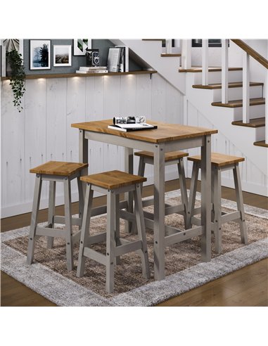 Core Products Corona Grey live edge large rectangular high breakfast bar table and stool SET, CRGTBSET22