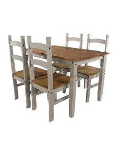 Core Products Corona Grey rectangular dining table & 4 chair SET     , CRGTBSET3
