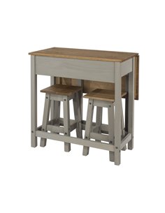 Core Products Corona Grey breakfast drop leaf table & 2 stools SET, CRGTBSET4