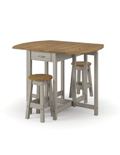 Core Products Corona Grey oval breakfast drop leaf gateleg table & 2 stool set, CRGTBSET5