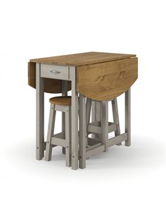 Core Products Corona Grey oval breakfast drop leaf gateleg table & 2 stool set, CRGTBSET5 2