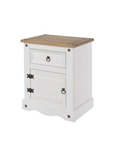 Core Products Corona White 1 door, 1 drawer bedside cabinet , CRW110