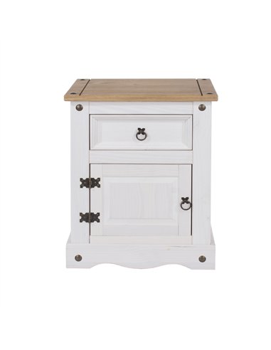 Core Products Corona White 1 door, 1 drawer bedside cabinet , CRW110