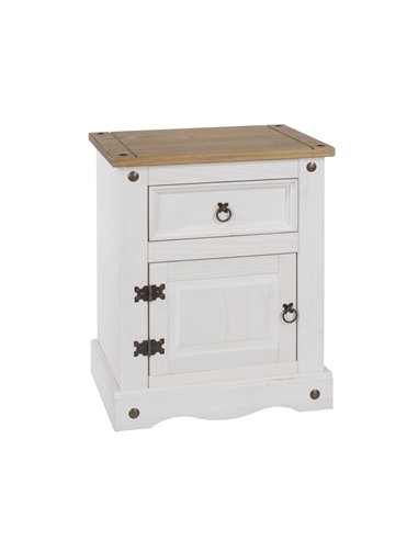 Core Products Corona White 1 door, 1 drawer bedside cabinet , CRW110