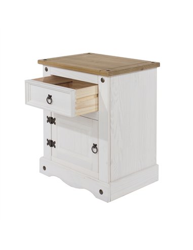 Core Products Corona White 1 door, 1 drawer bedside cabinet , CRW110