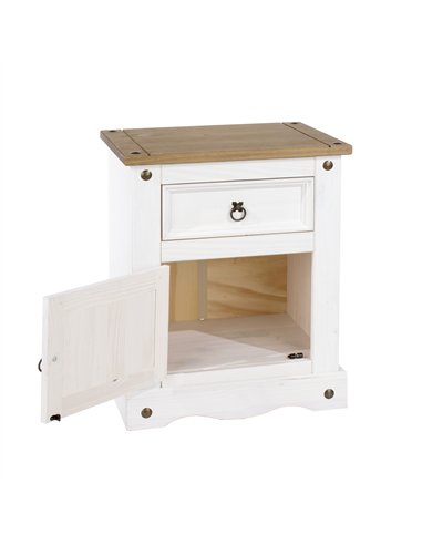 Core Products Corona White 1 door, 1 drawer bedside cabinet , CRW110